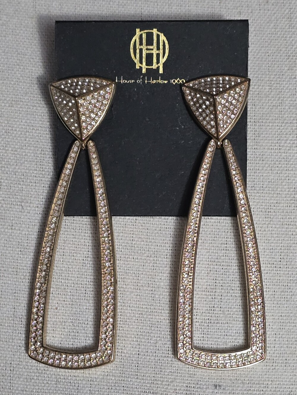 House of Harlow 1960 Gold-Tone Crystal Mesa Door Knocker Earrings